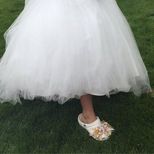 white wedding crocs